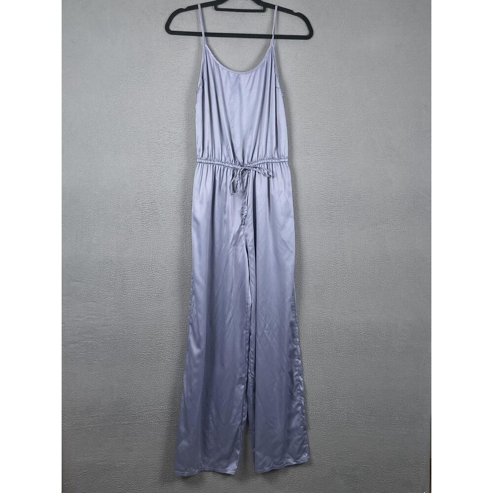Gilly Hicks One Piece Womens S Purple Satin Cami Belted Tie Sleep Jumpsuit